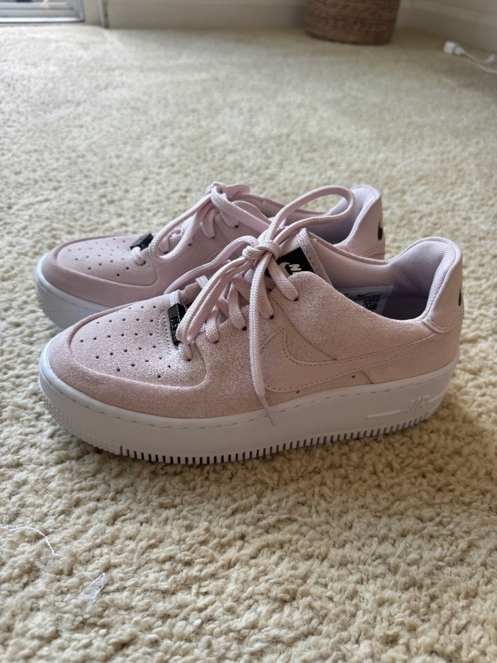Nike Air Force 1 Sage pale pink suede sneakers